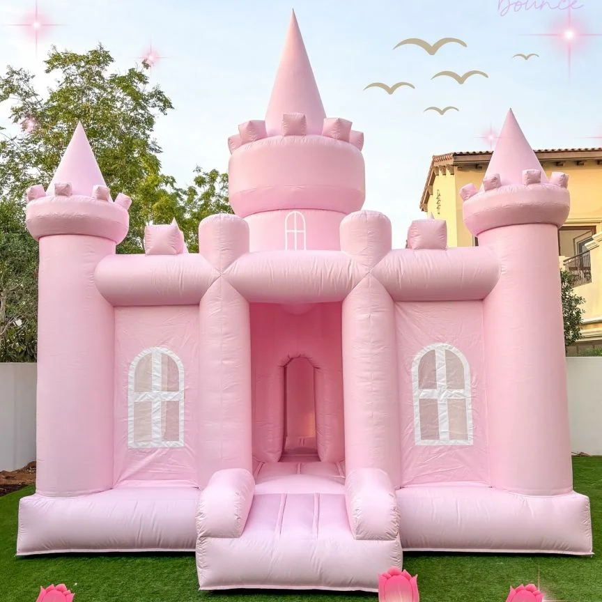 

Factory Price Commercial Pink Inflatable Castle for Adults and Children Rental Party
