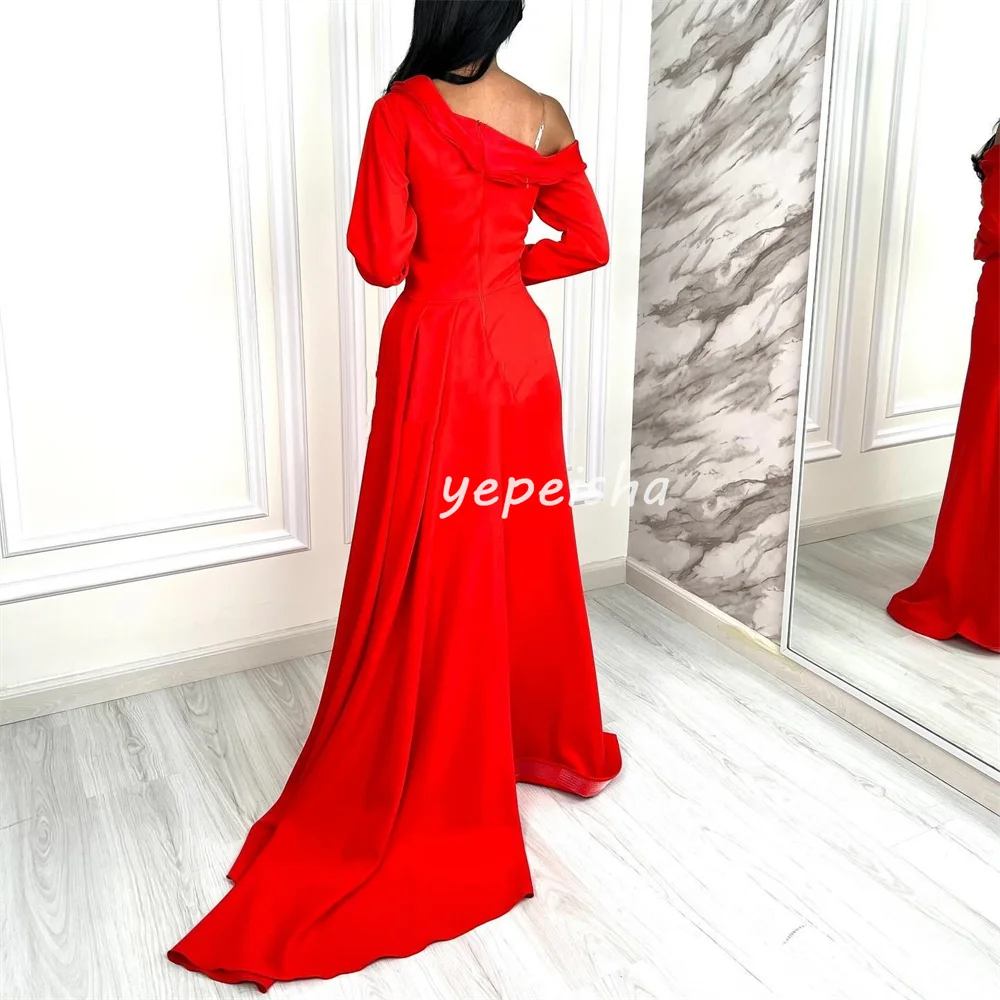 فساتين طويلة مخصصة بطيات مكشكشة على شكل حرف a مكشوفة الكتف فساتين مناسبة مخصصة مقاسات متاحة رائعة وأنيقة