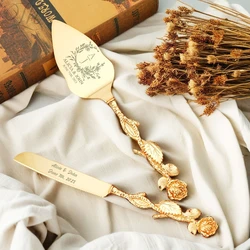 Custom Wedding Cake Knife Set Rose Shovel and Knife for Wedding Cake Laser Engraving Personalized Wedding Gift Anniversary Gift