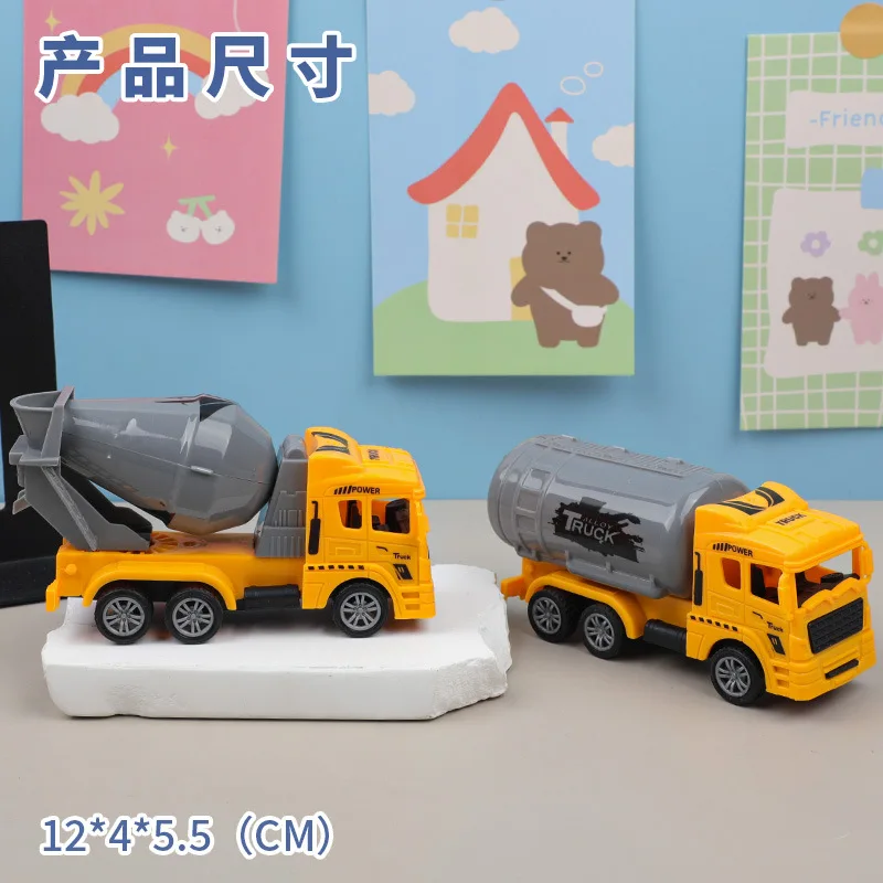 2 pièces Simulation inertie ingénierie voiture jouet résistant aux chutes modèle de voiture en plastique mélangeur camion saleté camion pelle amusant tirer voiture
