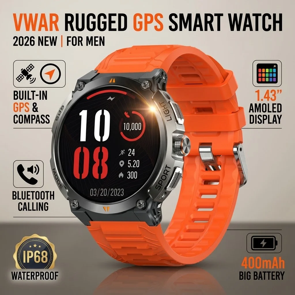 VWAR GPS Smart Watch with 1.43" Display