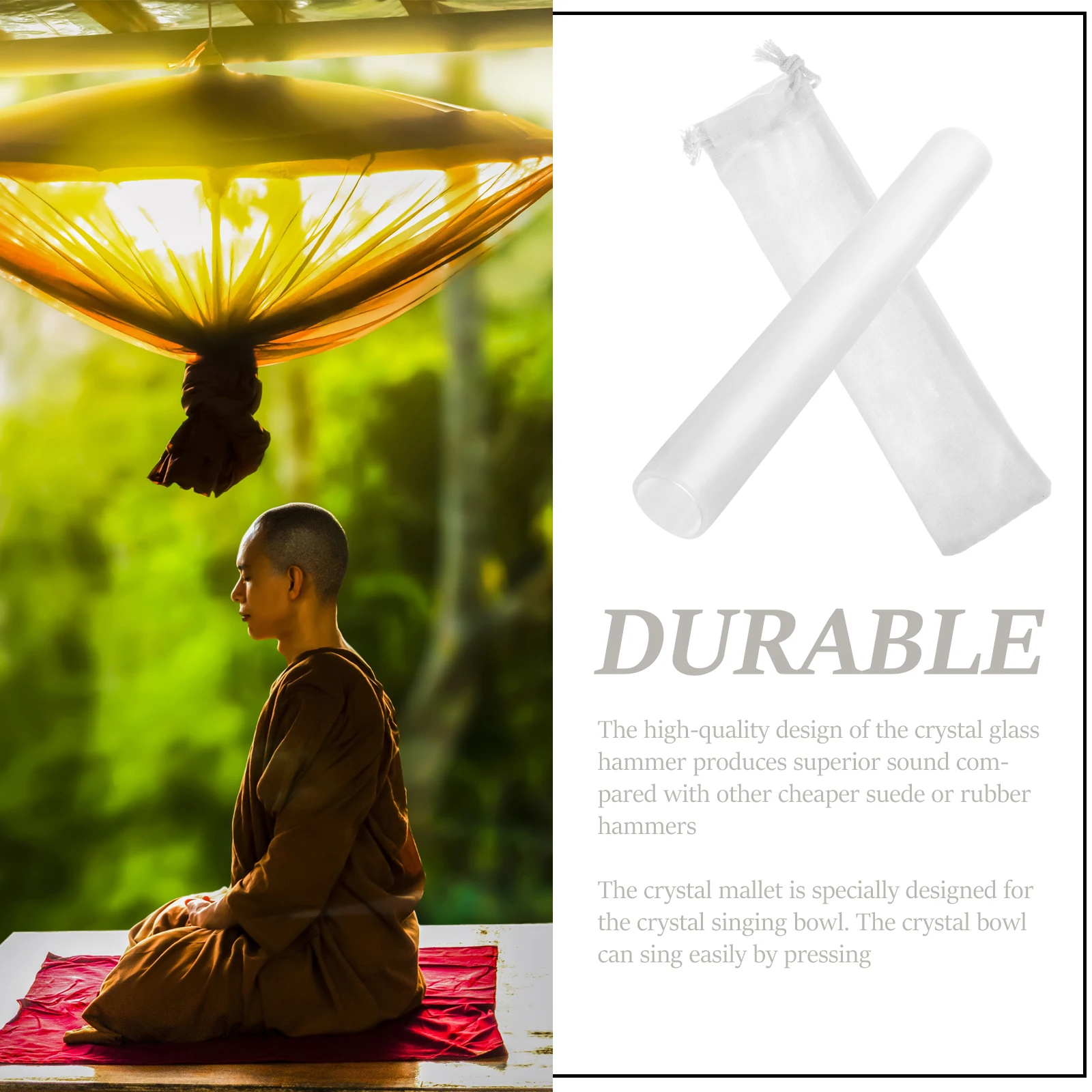 

Acrylic Rod Striker Singing Bowl Mallet Stick Yoga Mallets Musical Bowls with Prayer