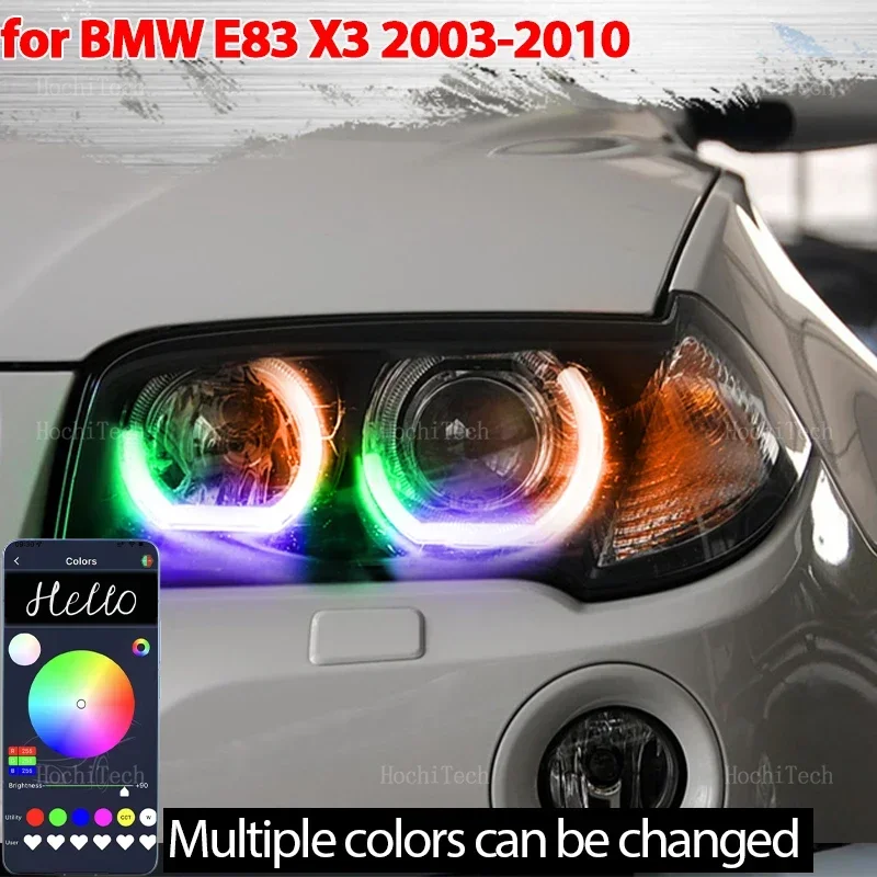 

4x S Kits Headlight Upgrade for BMW E83 X3 2003-2010 Sequential APP Remote control modes Angel Eyes Ring LED Turn signal
