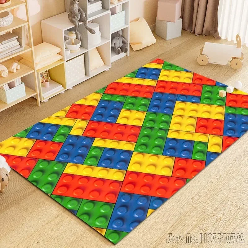 Puzzle Toys Printing Carpet Rug for Home Living Room Bedroom Sofa Decor Kids Play Area Rug Non-slip Floor Mat Gift Le-GO