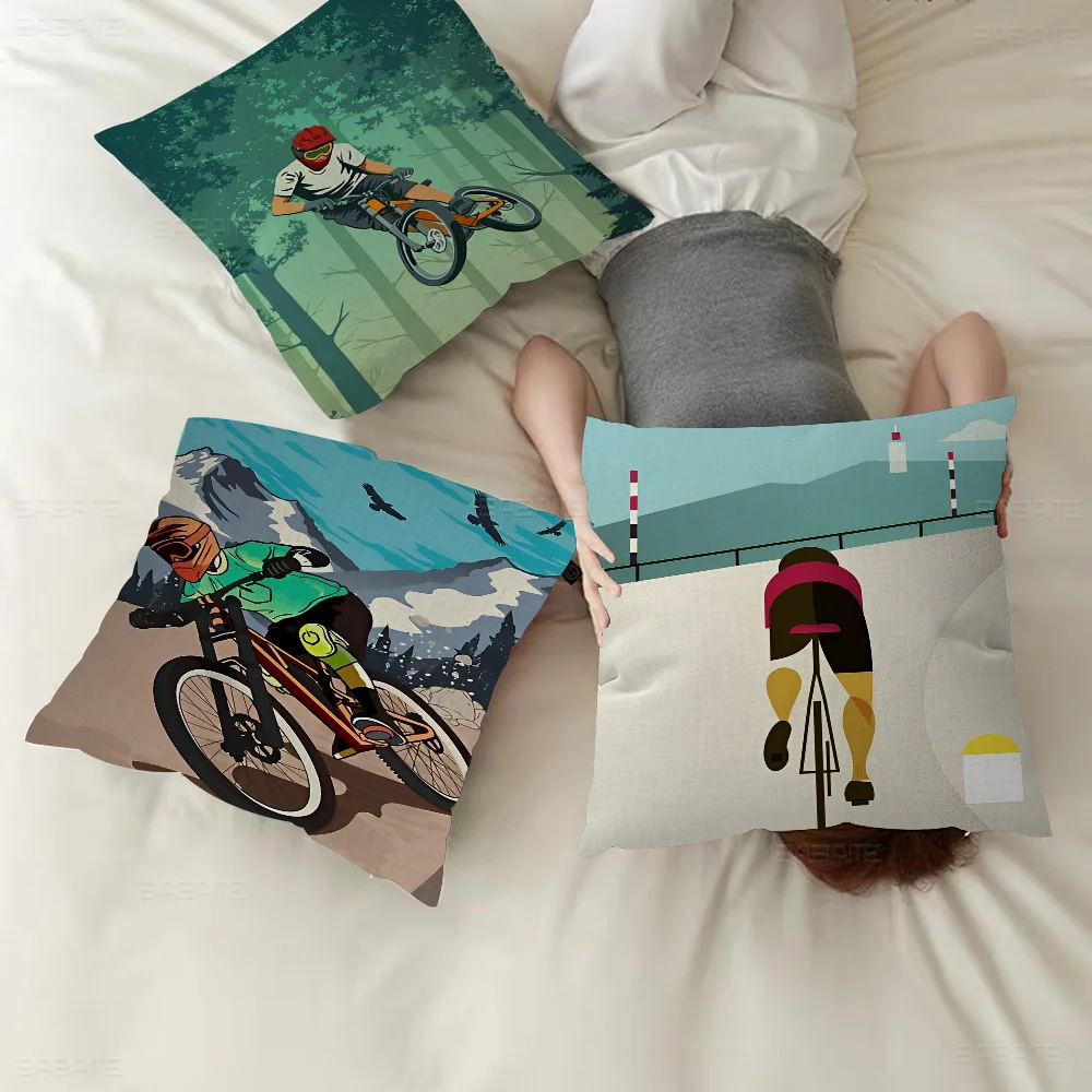 Cycling Vintage Pillow Anime Pillow Sofa Bed Head Pillow Cover Cushion Cover 45x45 Cm Fashion