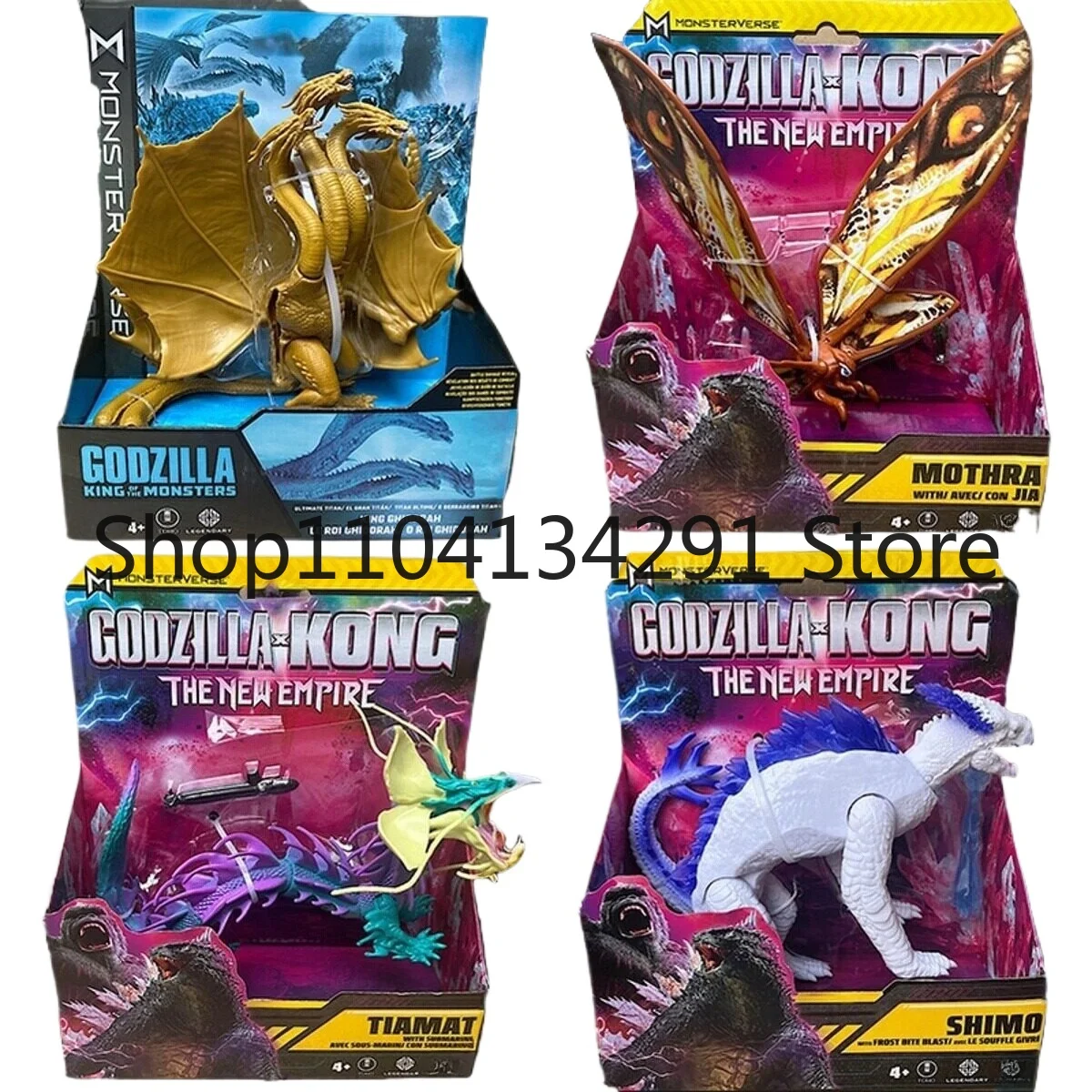 

Оригинальные фигурки по мотивам фильма «Годзилла против Конга 2: Восхождение Империи»: Кидоула, Снежный монстр и Мотра.