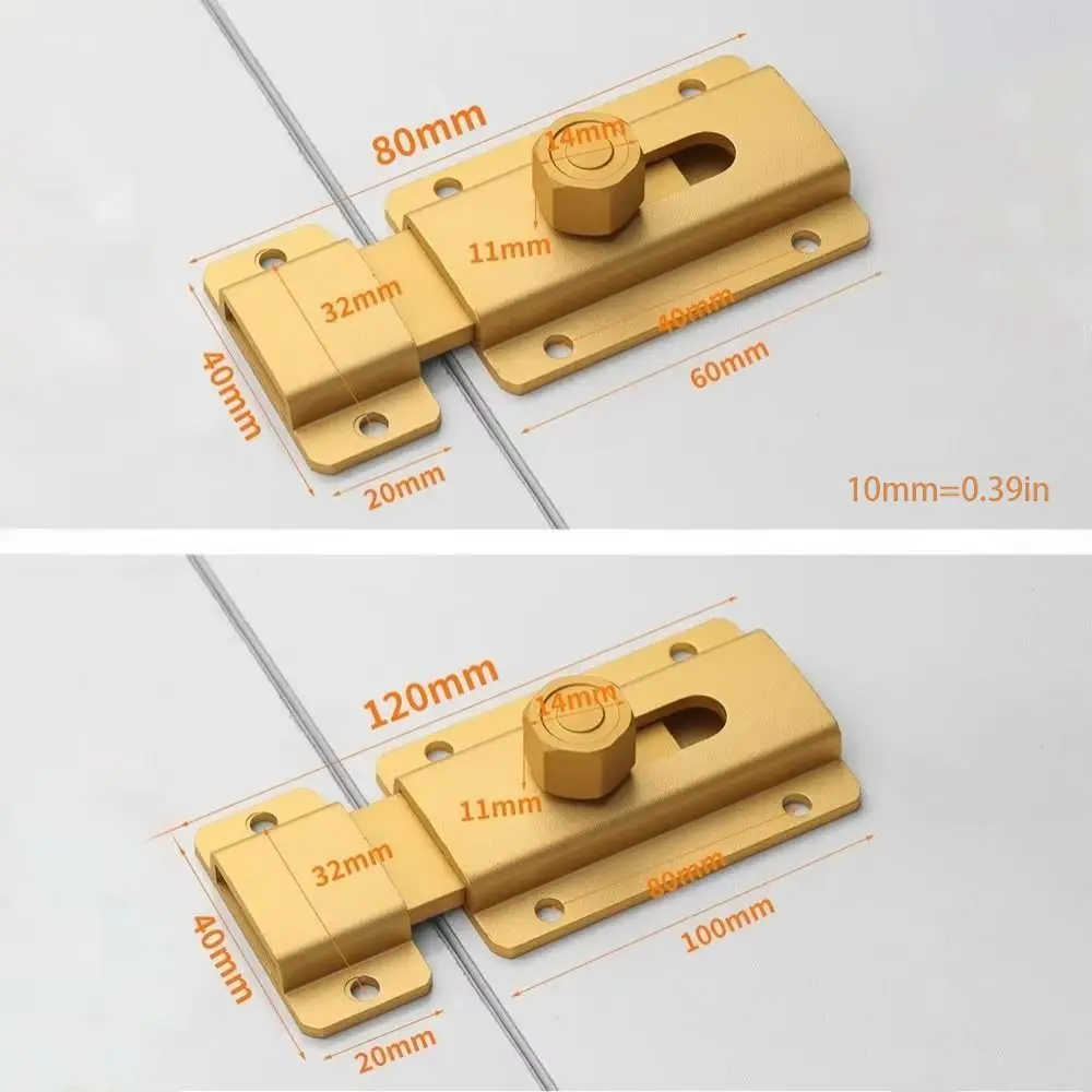 Sturdy Aluminum Alloy Door Lock Versatile Use Anti-lock Security Bolt Lock Anti-theft Smooth Edges Door Lock Buckle Hardware