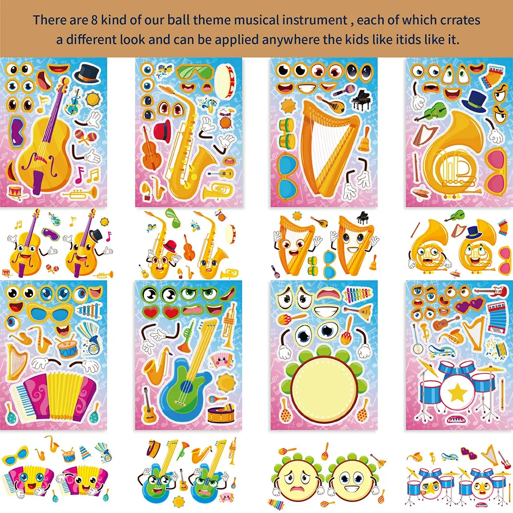 6/12 ورقة ملصقات ألغاز لطيفة ع - مراجعة Musical Instrument Coloring Pages وسعره