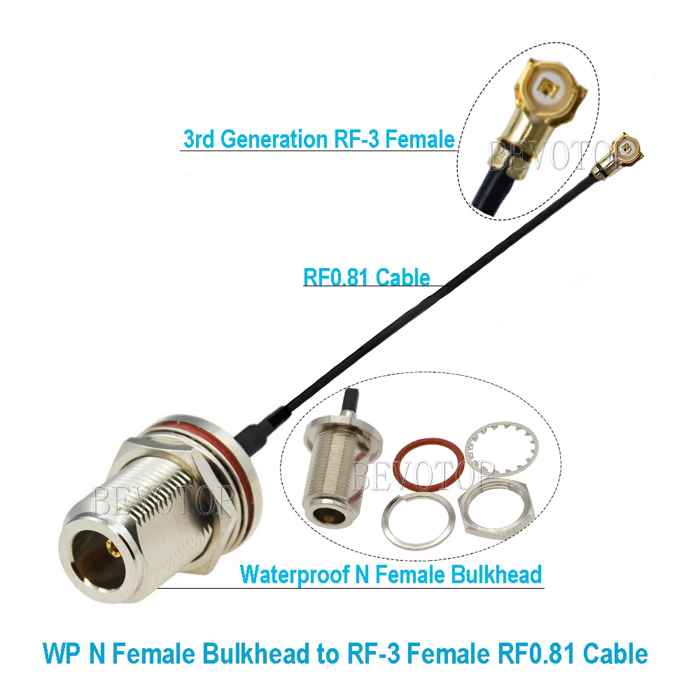 1PCS Waterproof N Female Bulkhead to MHF-3 Female Jack RF0.81 Coaxial Cable Mini PCI WIFI WLAN Antenna Extension Jumper