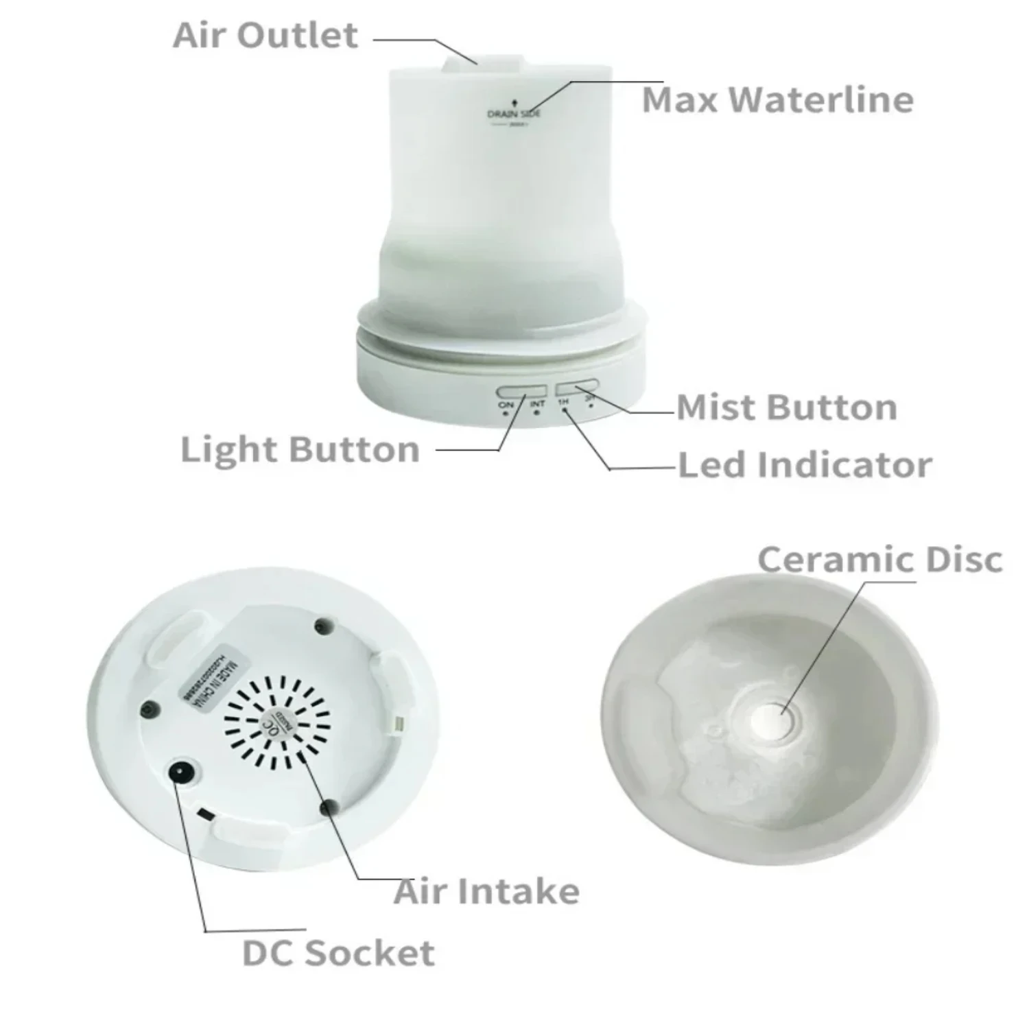 

Ceramic Aromatherapy Diffuser Ultrasonic Essential Oil Humidifier 160ml Office Hotel Room Timed Air Fragrance Machine