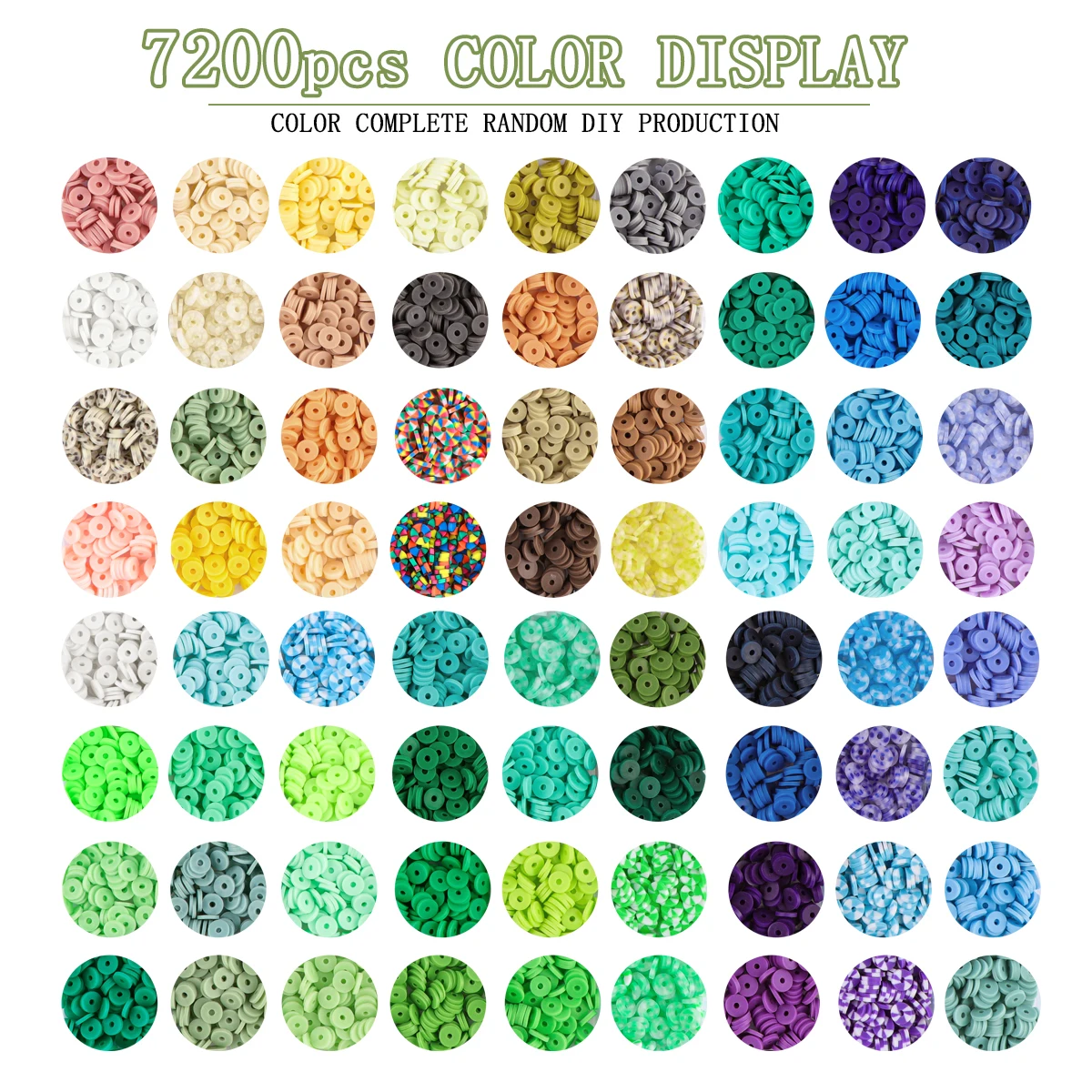 7200 Pcs 72 Colors Polymer Clay Beads For Bracelet Making Kit,3 Boxes DIY Polymer Clay Beads Kit