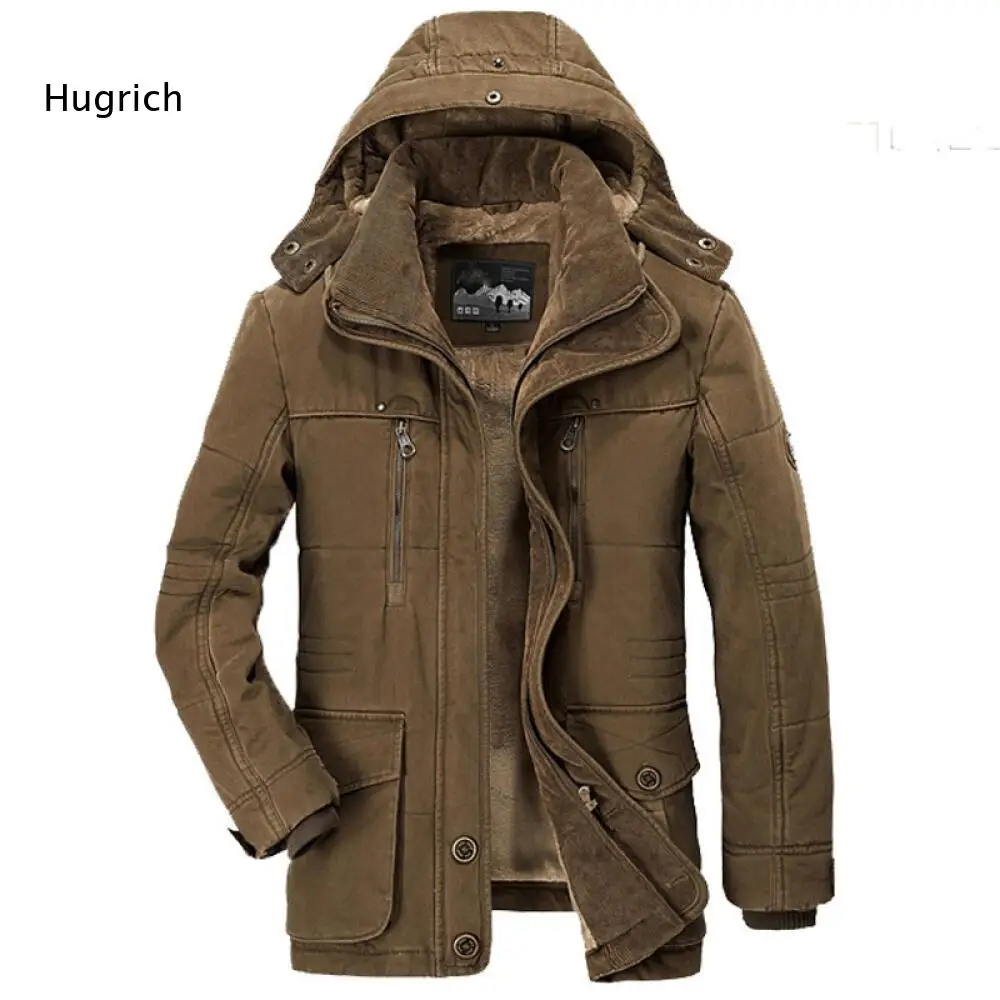 Autumn Winter Mens Thick Fleece Lined Hooded Coat Zip Button Front Long Sleeve Outer Jacket With Plenty Of Practical Pockets