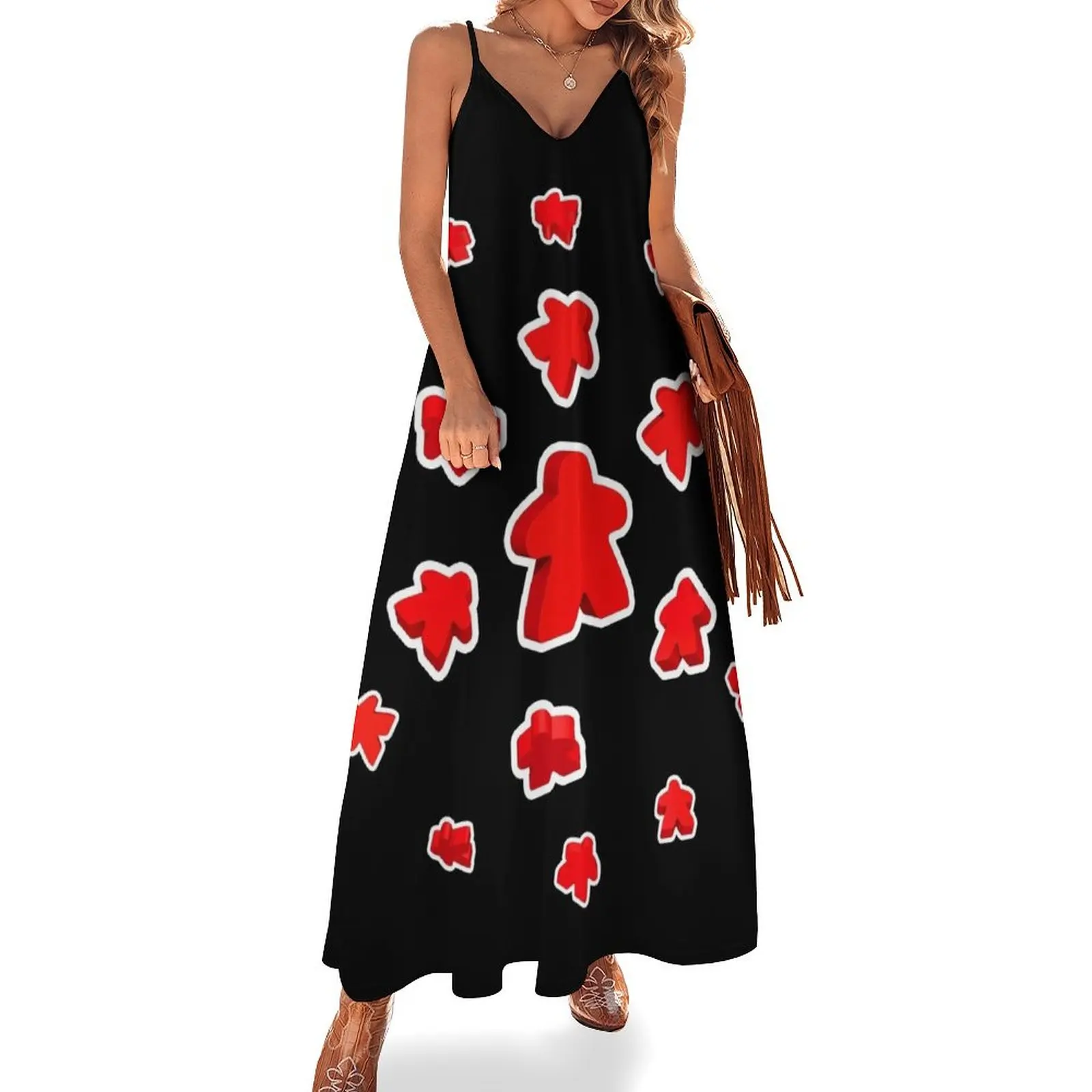 

Meeple World Red Sleeveless Dress women's evening dresses long dresses for women summer clothes for women Dress
