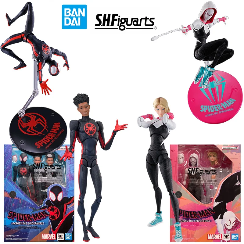 Bandai S.H.Figuarts Miles Morales Gwen Spider Man Across The Spider Verse Anime Original Action Figure Model Toy Gift Collection