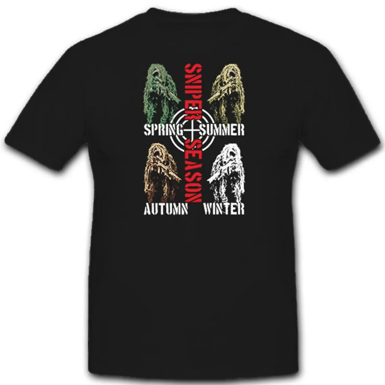 

Sniper Season The Four Seasons Camouflaged Sniper T-Shirt 100% Cotton O-Neck Short Sleeve Summer Casual Mens T-shirt Size S-3XL