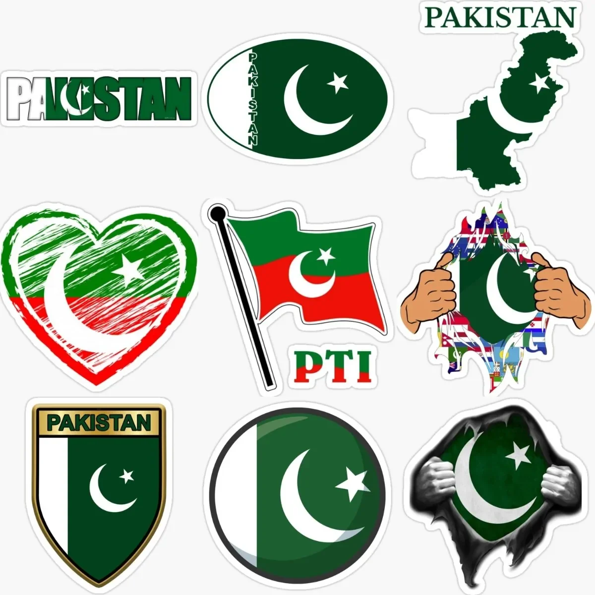 

Pakistan Flag Map Emblem Creative Personalized PVC Waterproof Stickers for Decorate Car Van Wall Room Off-road Fridge Table
