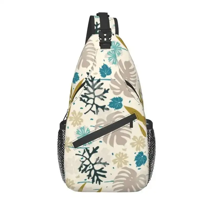 Mediterranean Garden Pattern Sling Chest Crossbody Bag Men Cool Tropical Plant Shoulder Backpack For Travel Cycling