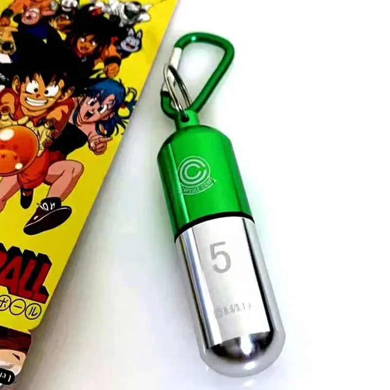 Dragon Ball Aluminum Alloy Keychain Toy Bulma Capsule Creative Keyring Portable Pill Box Container Pendant Doll Birthday Gifts