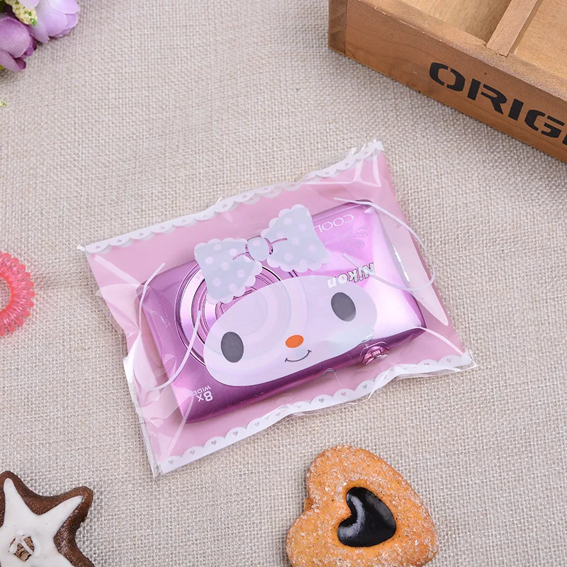 100 Piece Super Cute Pink Cookie Bag Self Adhesive DIY Package Candy Exquisite Life Supplies Dessert Make Material Festival Gift