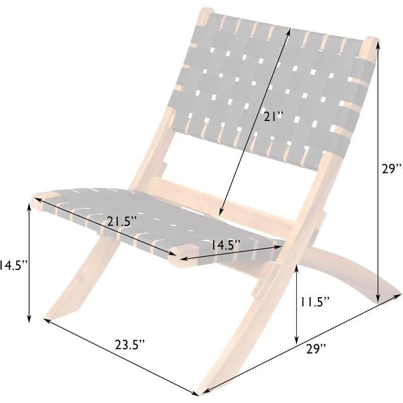 كرسي فناء قابل للطي من خشب السنط، مقعد خارجي محمول لشرفة الحديقة. كرسي ويب للشاطئ والتخييم والسفر. #5