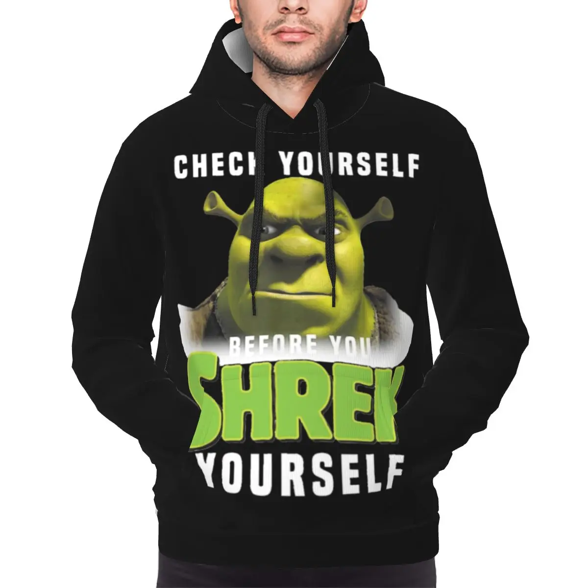 Shreks Check Yourself Before You Shreks Yourself Hoodie Hooded Collar Drawstring Hoodies Pullover Sweatshirts Long Sleeve Shirt