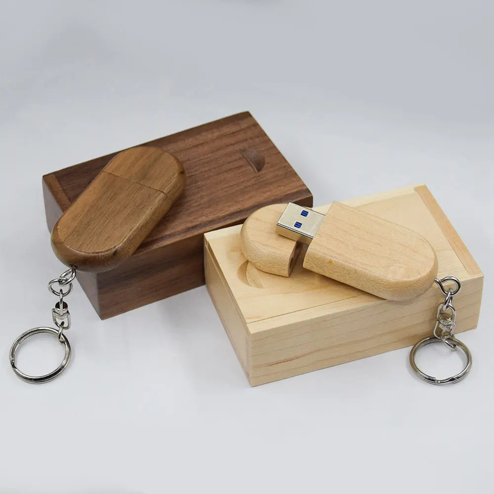 20PCS Free Custom LOGO USB Flash Drive 3.0 128GB Free Key Chain Pendrive 64GB Natural Bamboo Pen Drive 32GB Wedding Memory Stick