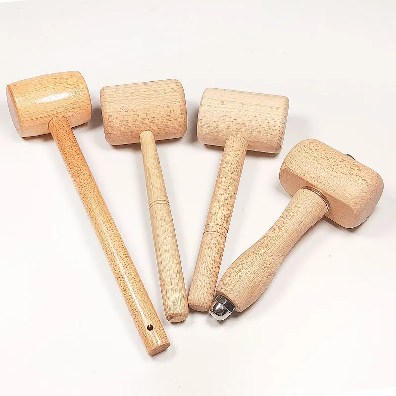 Solid Wood Mallet Hand Tool Durable Beechwood Hammer Malle Portable Mallet Professional Wooden Hammer for Leather Craft