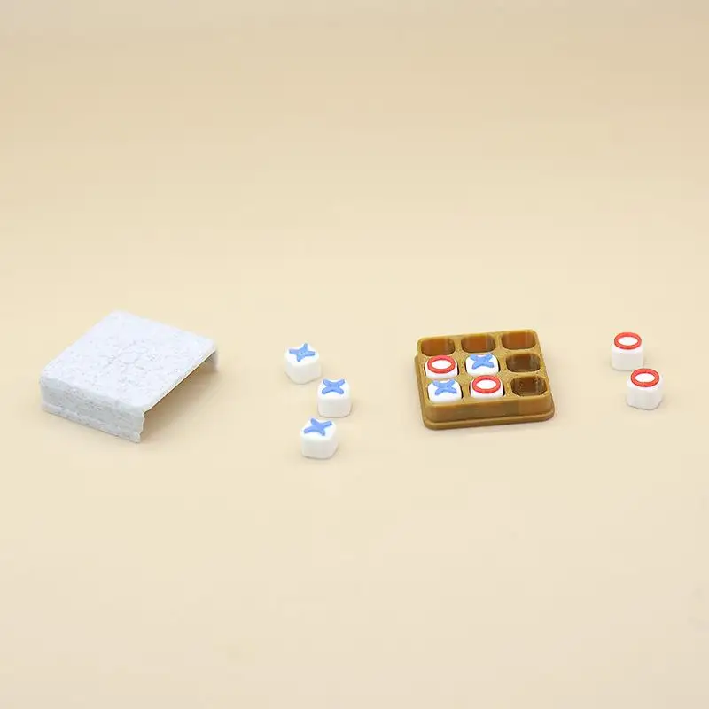【F】Miniature Tic Tac Toe Set Dollhouse Scene Accessory Realistic X O Board Game for Pretend Play And Photography Props