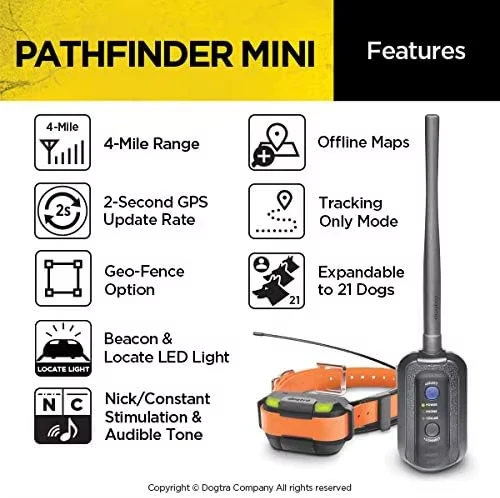 Электронный ошейник для дрессировки собак Pathfinder Mini GPS для маленьких и средних собак — дальность действия 4 мили