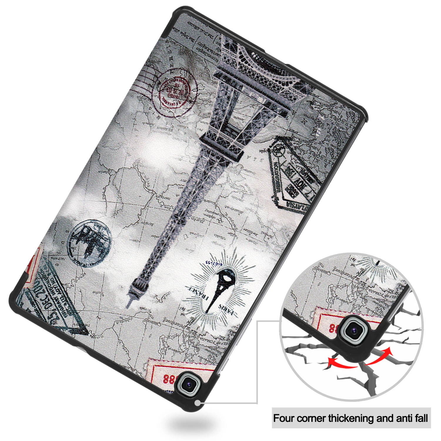 Case for Samsung Galaxy Tab S6 Lite 2024 SM-P620 P625 P627 10.4 inch PU Leather Tri-fold Tablet Cover with Auto Wake Function