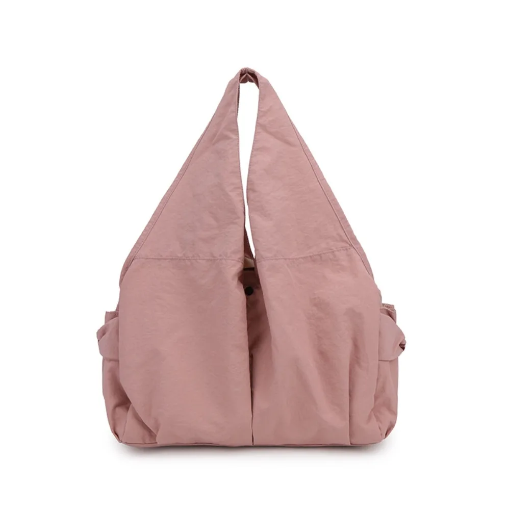 

Casual Nylon Shoulder Bag Double Zipper Design Japanese Style Large Capacity Tote Bag Multi-Pocket Solid Color