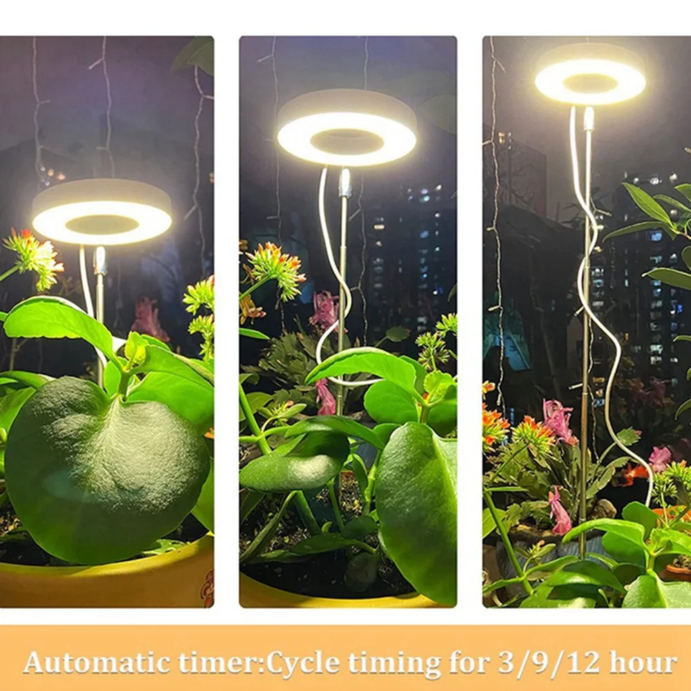 【تخفيضات سريعة】حلقة مصباح نمو النباتات LED توقيت يعتم قابل للتعديل ارتفاع قابل للسحب الطيف الكامل تقليد نمو أشعة الشمس