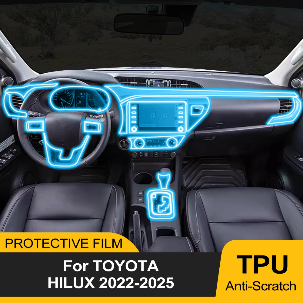 Car Interior Center Console Navigation Screen Transparent TPU Protect Film For Toyota Hilux 2025 2024 2023 2022 Pre Cut PPF Film