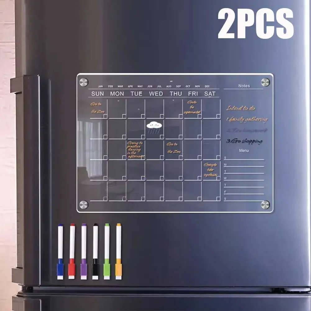 

CANBOUN Magnetic Acrylic Calendar With 6 Markers Planning Boards Monthly Weekly Planner Wall Stickers For Fridge Refrigerator Ho