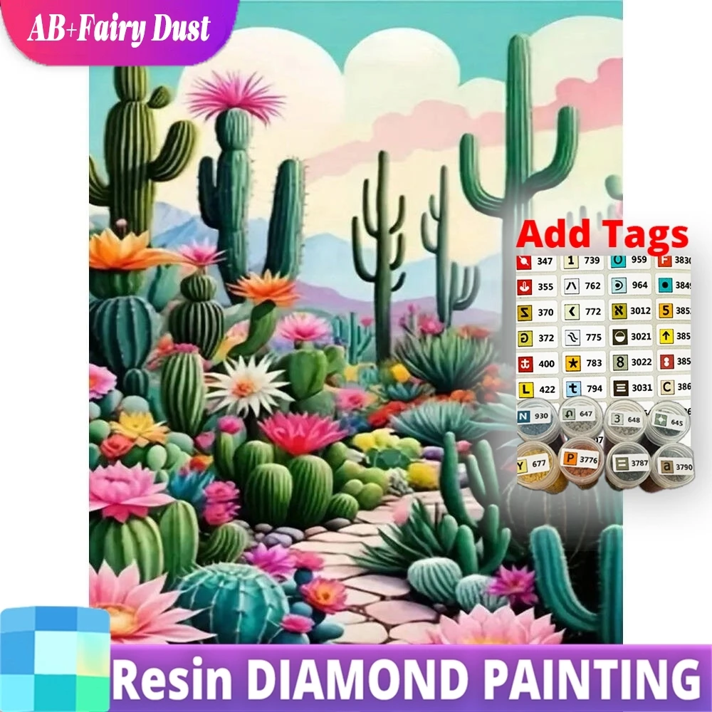 

Resin AB Fairy Dust 5D DIY Diamond Embroidery Cactus Flower Mosaic New Arrival Painting Picture Of Rhinestones Child Hobby