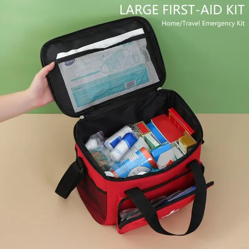 حقيبة تخزين للإسعافات الأولية ذات سعة كبيرة مع تصميم مقاوم للماء ومضاد للسقوط للمنزل والسفر والتنزه والتخييم وحماية السلامة 896C