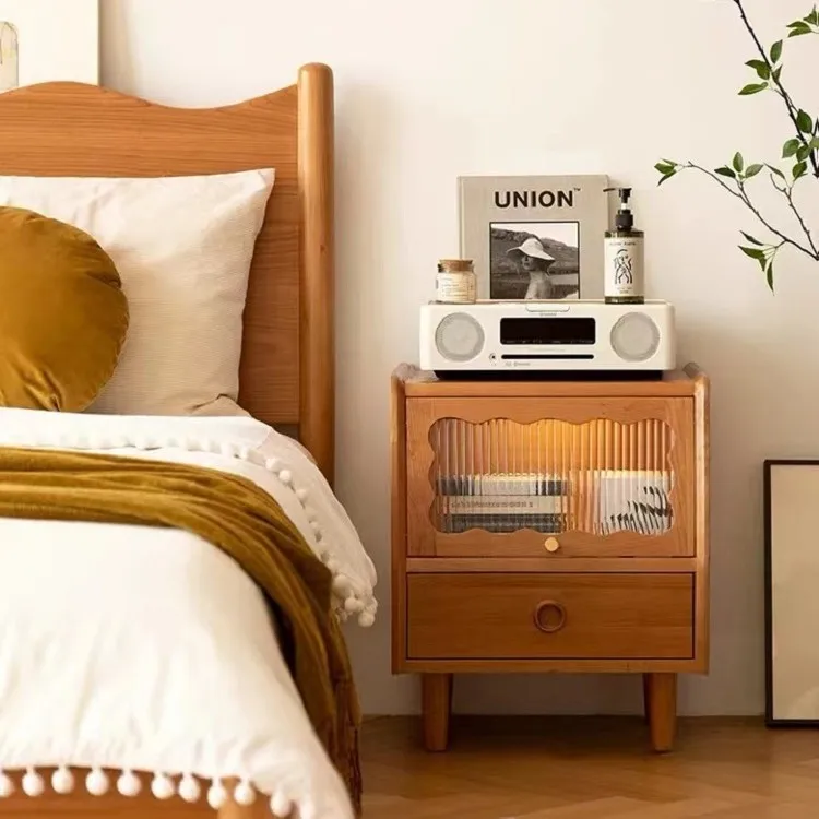 

Настольная стеклянная маленькая вишневая мебель в стиле ретро, современный минималистичный скандинавский шкаф для спальни, прикроватный шкаф