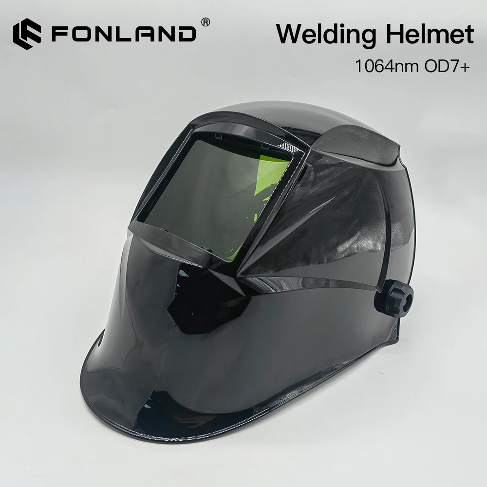 Fonland 90*110mm Laser Safety Helmet VLT 34% Welding Helmet OD7+ 900-1100nm Soldering Mask for Fiber Laser Marking Cutting