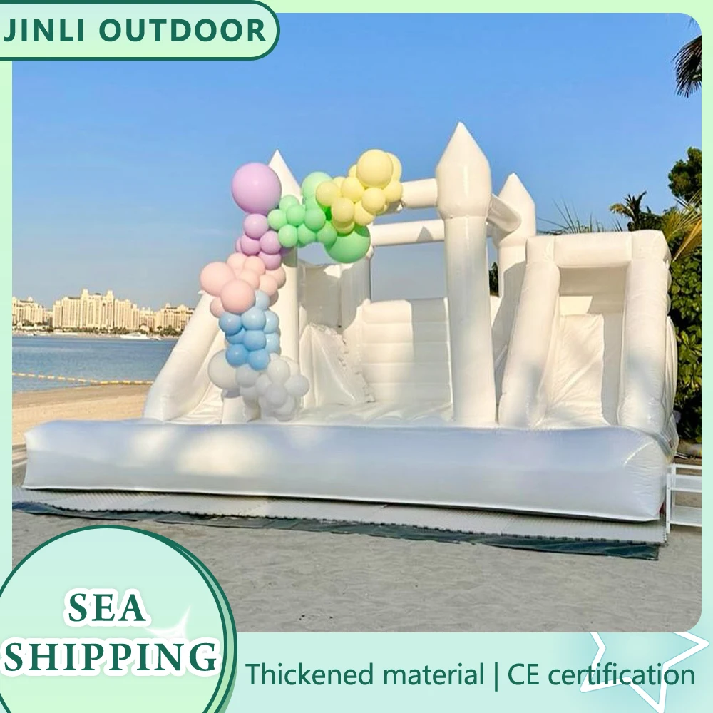 

PVC Inflatable White Bounce House Commercial Grade Outdoor Jumping Bouncy Castle Bouncer For Birthday Wedding Party With Blower