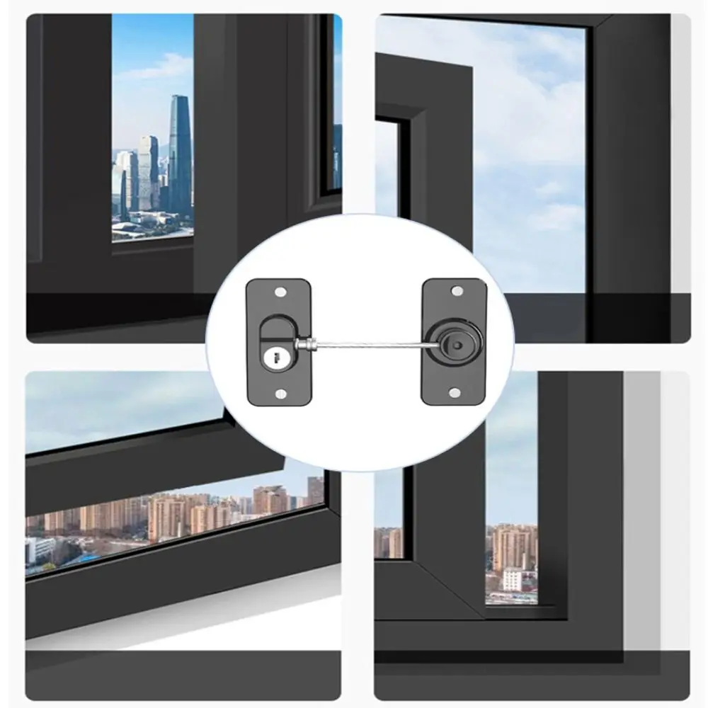 Child-Proof Plastic Windows Lock with Key Children Safety Windows Lock Door Safety Restrictor Refrigerator