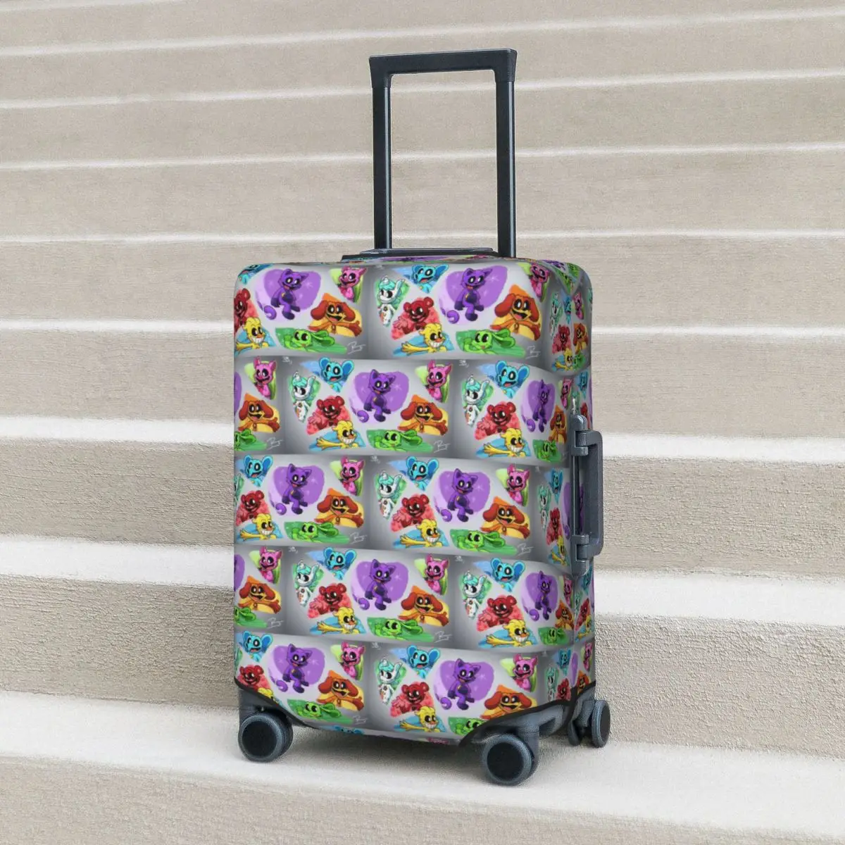 

Smiling Critters Cartoon Game Suitcase Cover Protection Elastic Travel Luggage Protector Covers for 18-32 Inch