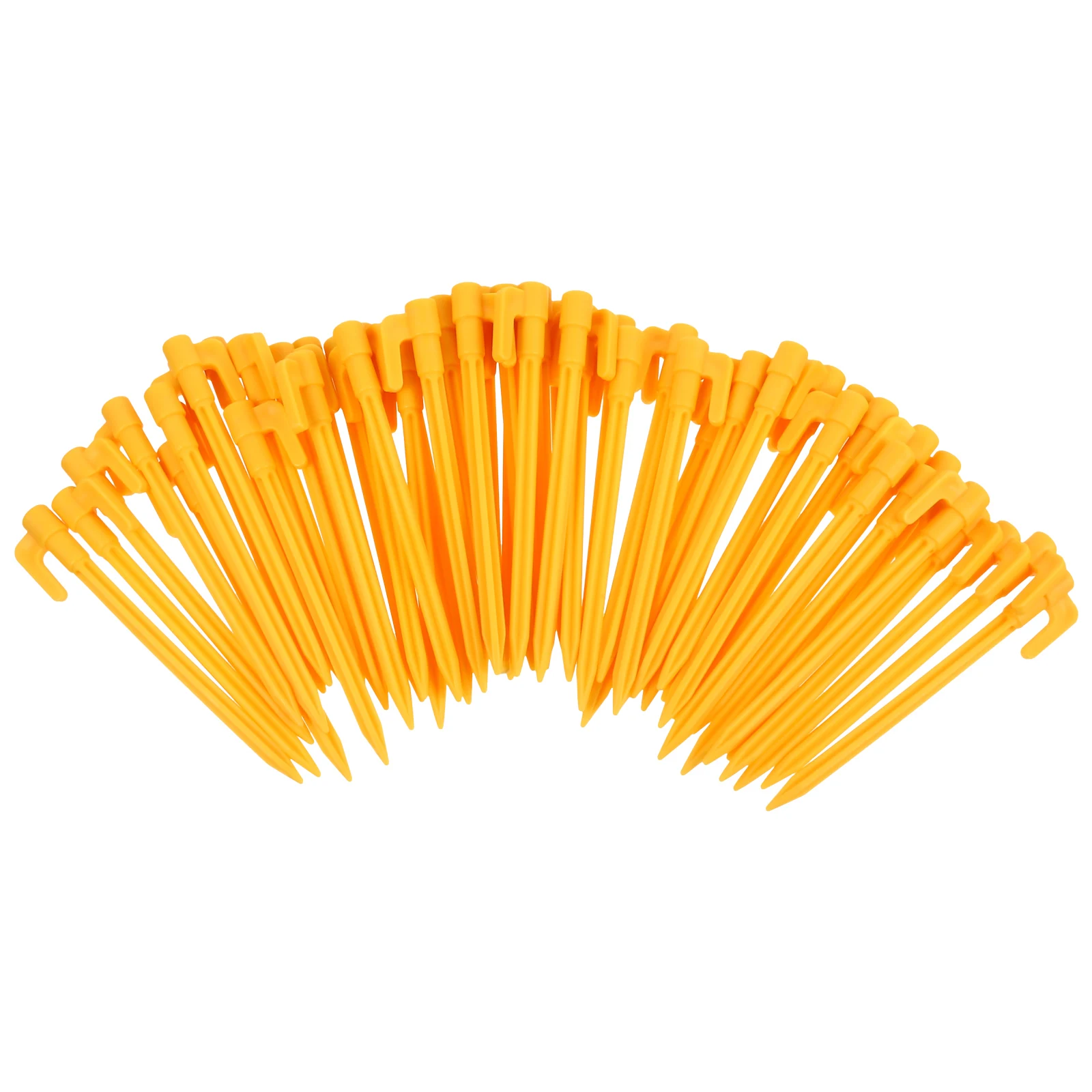 

50pcs Yellow Windproof Tent Pegs Durable Plastic Camping Ground Nails Fixing Accessories Outdoor Hiking Hardware
