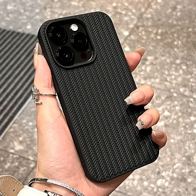 

Pop Luxury Knitting Grain Phone Case For IPhone 11 12 13 14 15 16 Pro Max Plus X Xs Max XR Bumper Soft Silicone Cases Cover