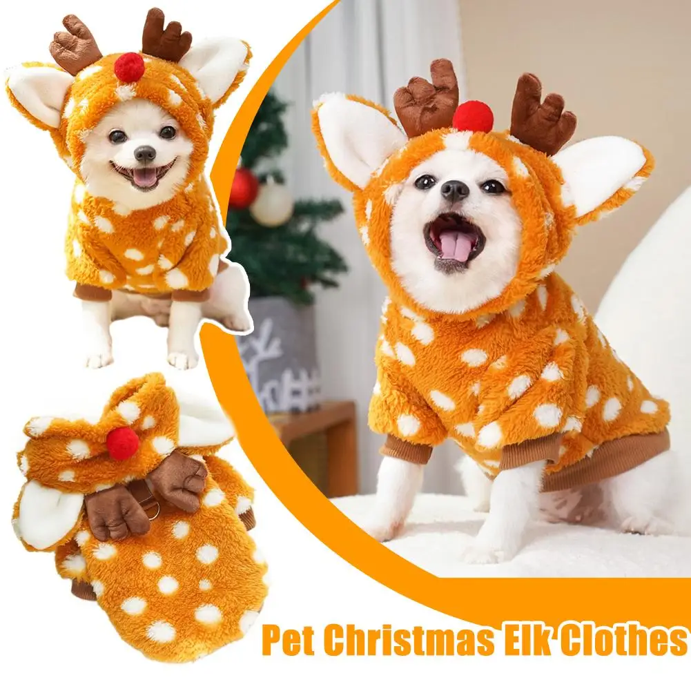 Pet Dog Cat Christmas Clothes Elk Supplies Fall And Medium Dog Fluffy Winter Bichon Corgi Bear Suit Fight Change Sized T7U5