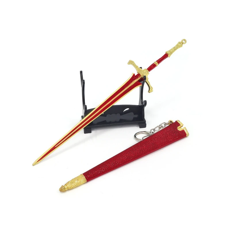 Eldenn – grande épée de chevalier périphérique de jeu avec gaine, jouets d'ornement artisanaux en métal, modèle pour cadeaux d'anniversaire pour garçons, 22cm/8,66 pouces