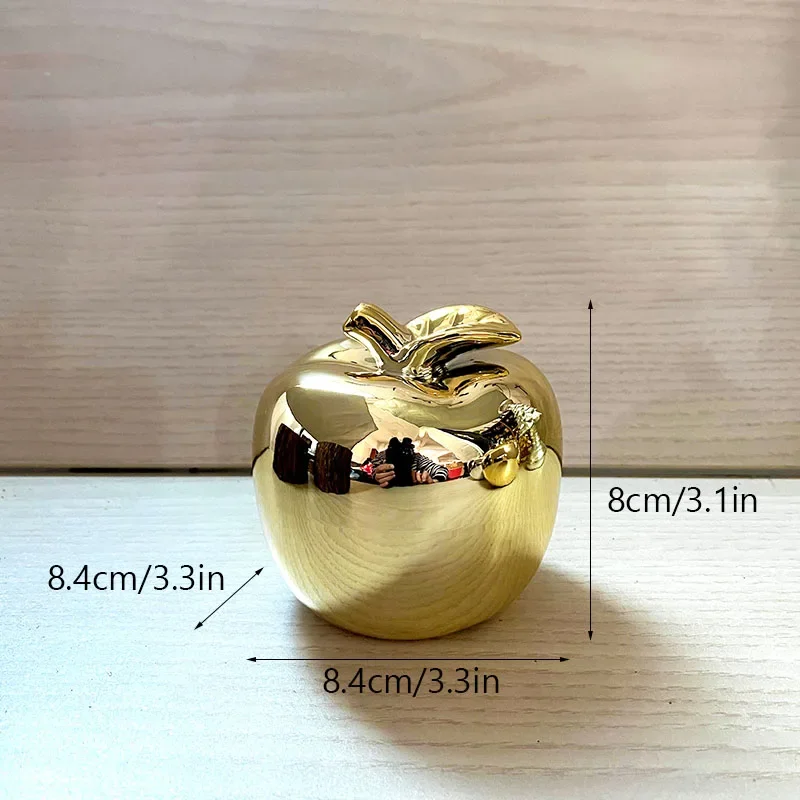 1 pcs Ceramic Golden Apple Figurines for Interior Europe Fruit Decoration Ornaments Home Office Desktop Decor Accessories