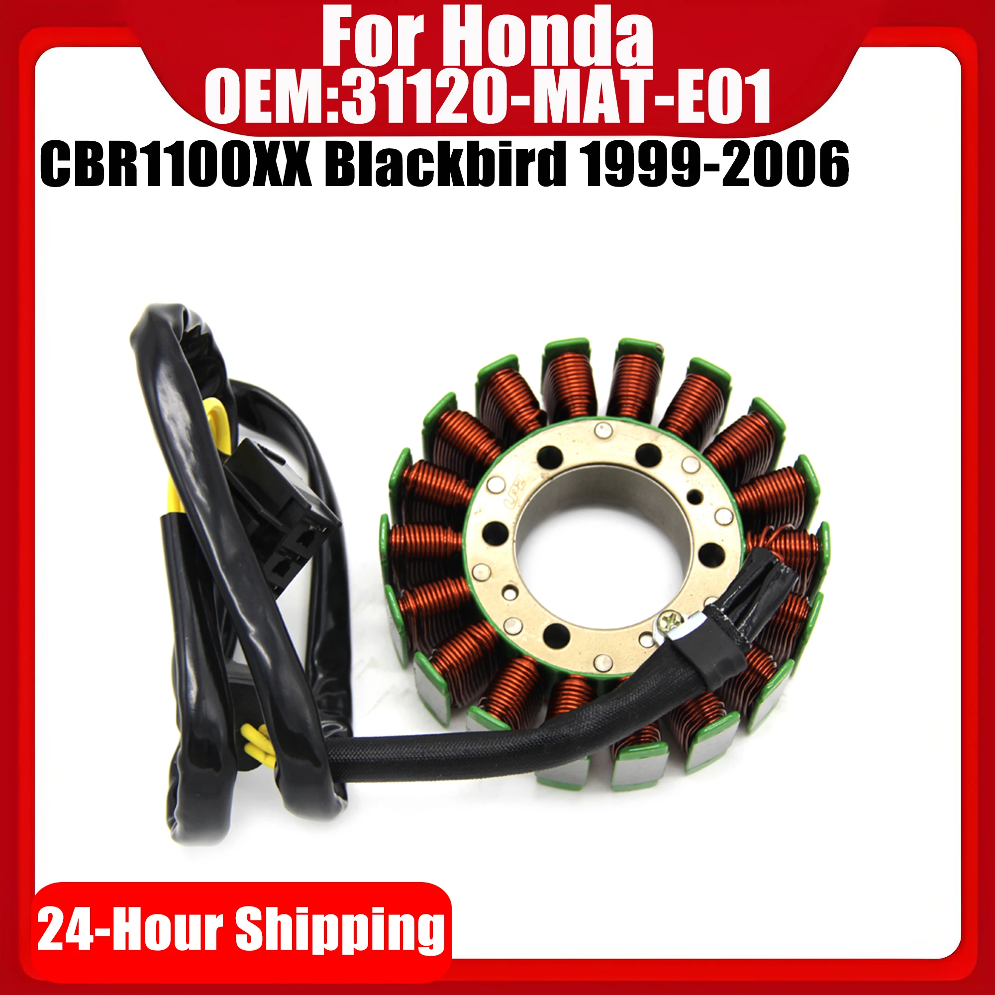 

Статор генератора CBR1100XX Blackbird для Honda CBR1100XX Blackbird 1999-2006, OEM: 31120-MAT-E01, катушка статора