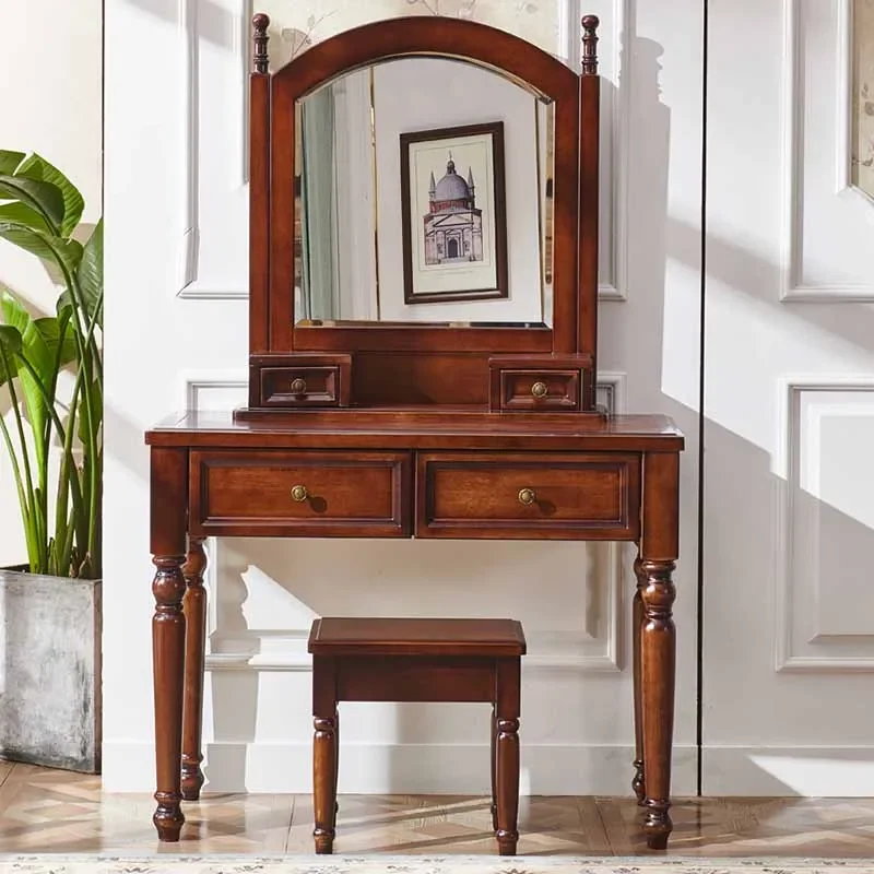 

Luxury Box Girl Dresser Eithe Drawers Bedroom Modern Wooden Makeup Dressing Table Storage Mirror Comoda Pra Quarto Furniture