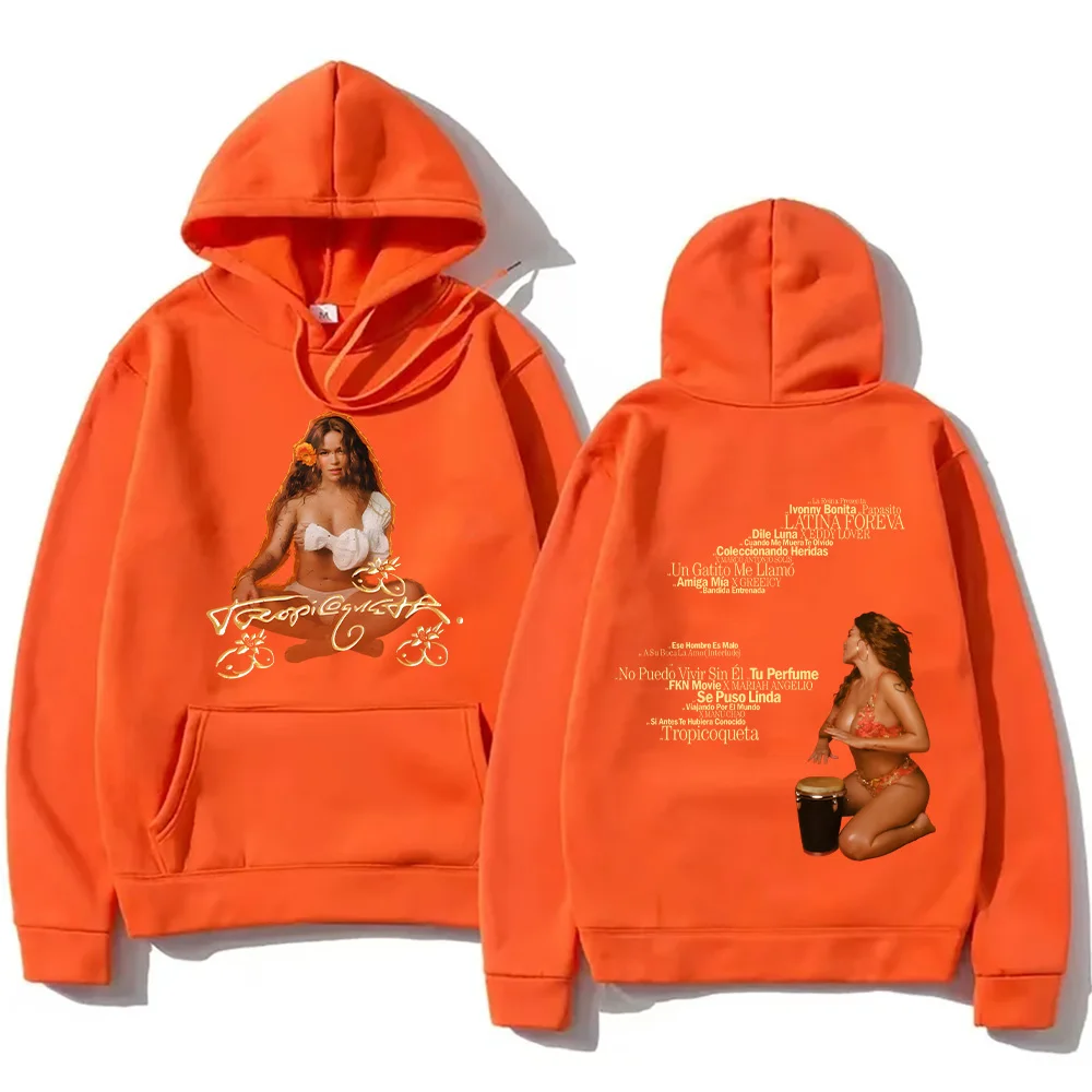 

Женские разноцветные толстовки с капюшоном Karol G Tropicoqueta Tracklist, пуловеры в стиле хип-хоп, уличная одежда с длинными рукавами, унисекс, одежда Y2K, топы