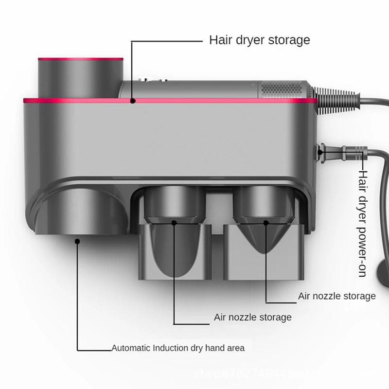 Secador de cabelo armazenamento Rack para Dyson, Styler suporte, parede de perfuração livre, fácil instalação, HD01, HD03, HD07, HD08, HD15